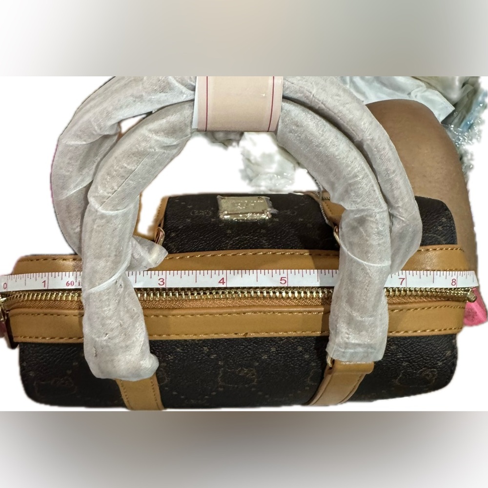 Hello Kitty Brown and Cream Designer Monogram Crossbody Handbag - Picture 10 of 13